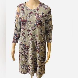 Apt 9 Gray Floral Paisley Dress, Size Small